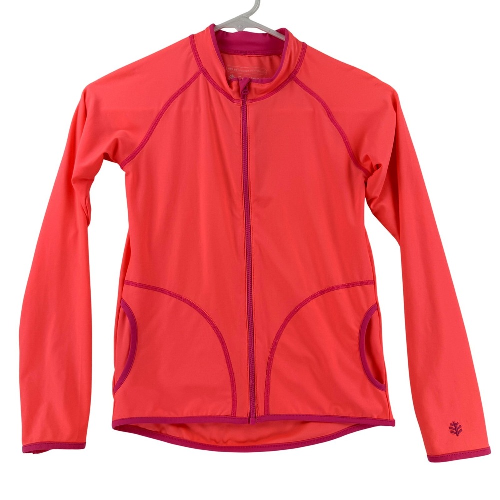 Coolibar Jacket Girls Medium Pink UPF 50+ Full Zip Sun Protection Hiking Beach
